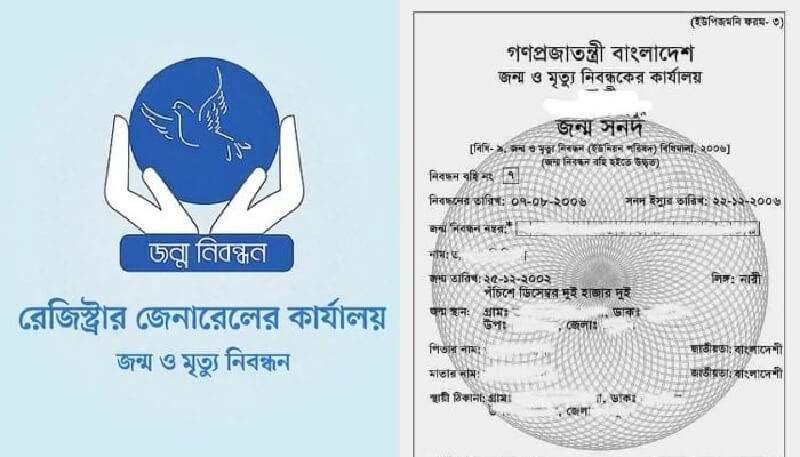রেজিস্ট্রার জেনারেলের কার্যালয়, জন্ম ও মৃত্যু নিবন্ধন এবং জন্মসনদ। ছবি: সংগৃহীত